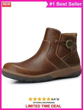 SHIBEVER Women's Ankle Boots Arch Support Comfortable Slip On Casual Boot